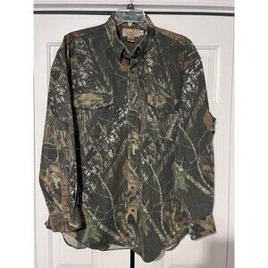 Vintage No Trace Camo Shirt 2XL USA Made Dan River Hunting Workwear Outdoor